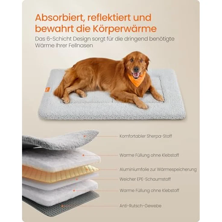 Feandrea Hundedecke, Haustier Decke, für Hunde, Katzen, 120x75 cm, XXL, maschinenwaschbar, trocknergeeignet, rutschfest, hellgrau PPB021G01 – Bild 4