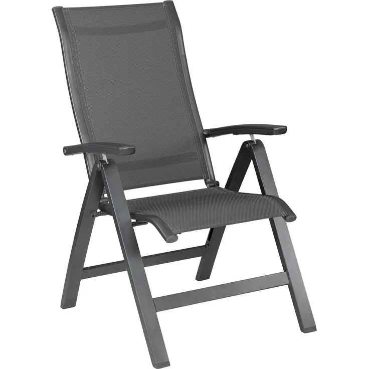 KETTLER 'ALTURA Curve' Multipositionssessel, Aluminium / Outdoorgewebe anthrazit, 70 x 62 x 110 cm