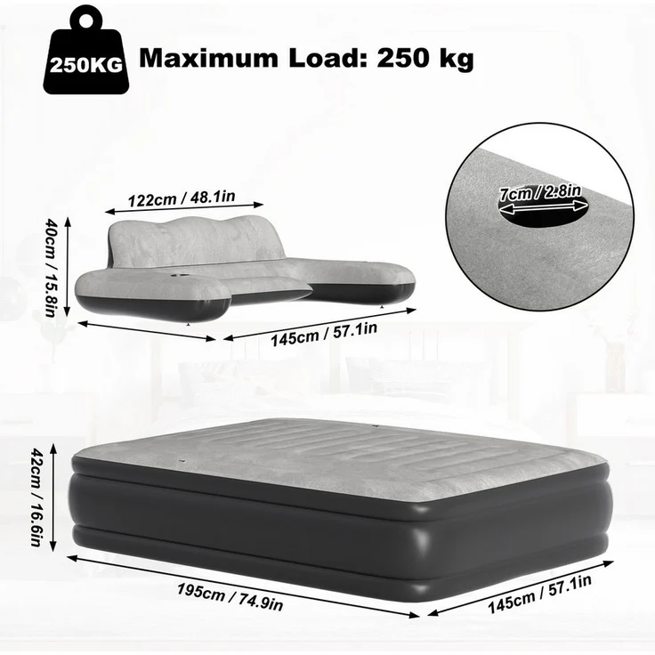 FIVMEN Luftbett Luftmatratze Flocked Selbstaufblasend mit Elektrischer Pumpe, Luftmatratze Luftbett Premium Gästebett Aufblasbare Matratze – Bild 1