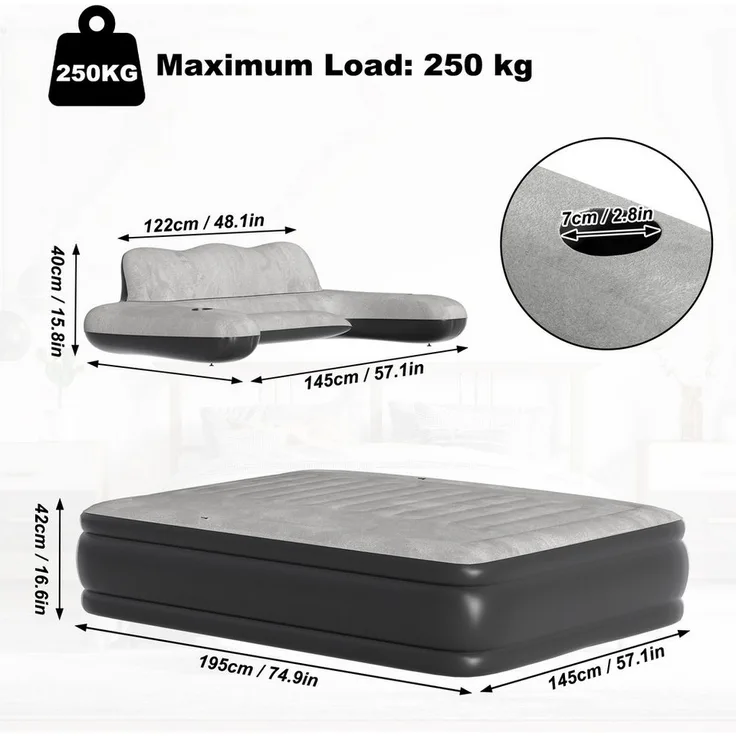 FIVMEN Luftbett Luftmatratze Flocked Selbstaufblasend mit Elektrischer Pumpe, Luftmatratze Luftbett Premium Gästebett Aufblasbare Matratze