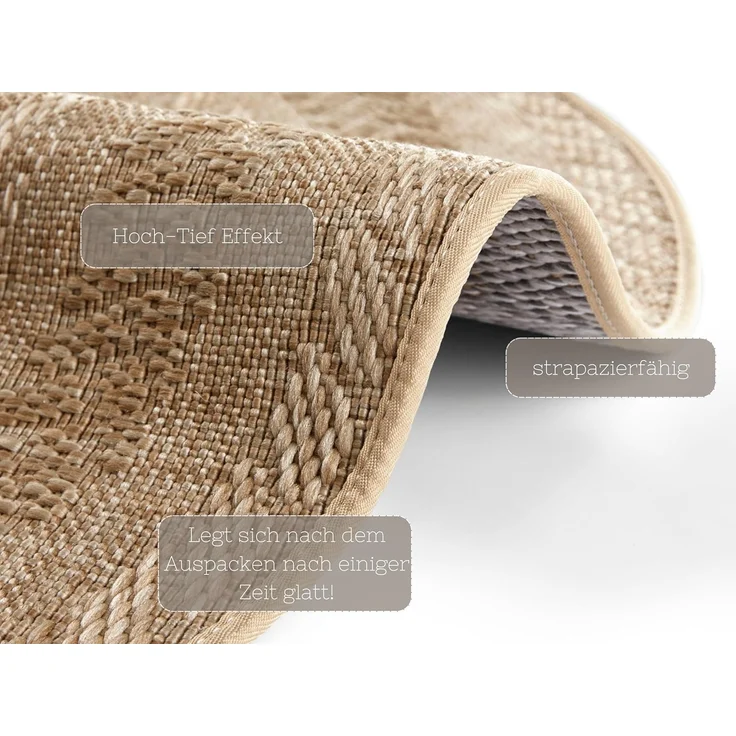 NORTHRUGS Teppich Almendro, rund, Höhe: 6 mm, Sisal Optik, Robust, Pflegeleicht, Flachgewebe – Bild 3