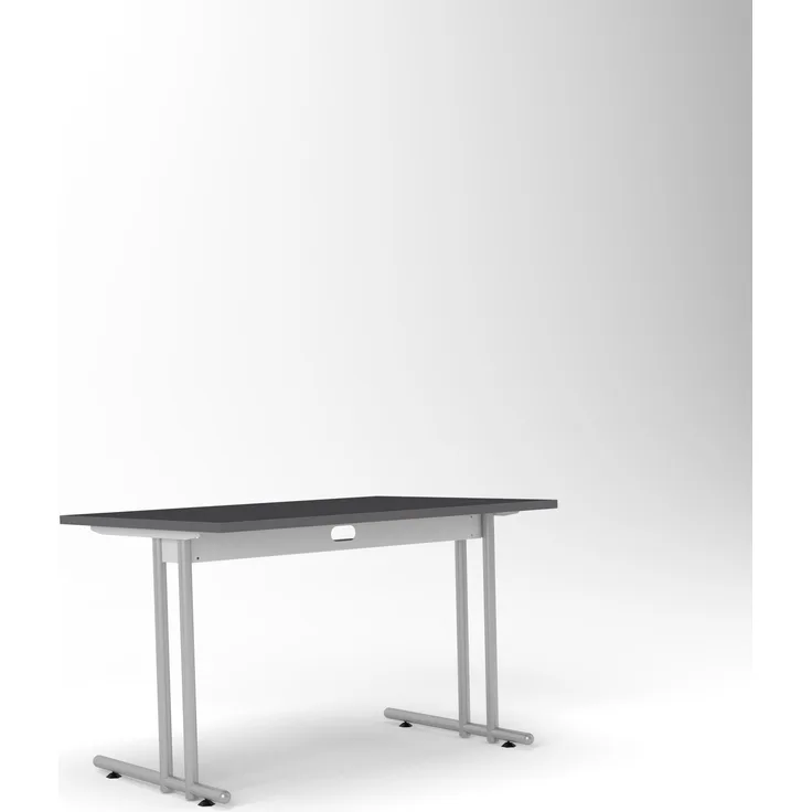 Rheinland Möbel Statio Schreibtisch 120x80 cm höhenverstellbar ±10 mm in Graphit – ergonomischer Bürotisch für Homeoffice & Büro, gerader Fuß, Kabelwanne, einfache Montage, FSC® zertifiziert