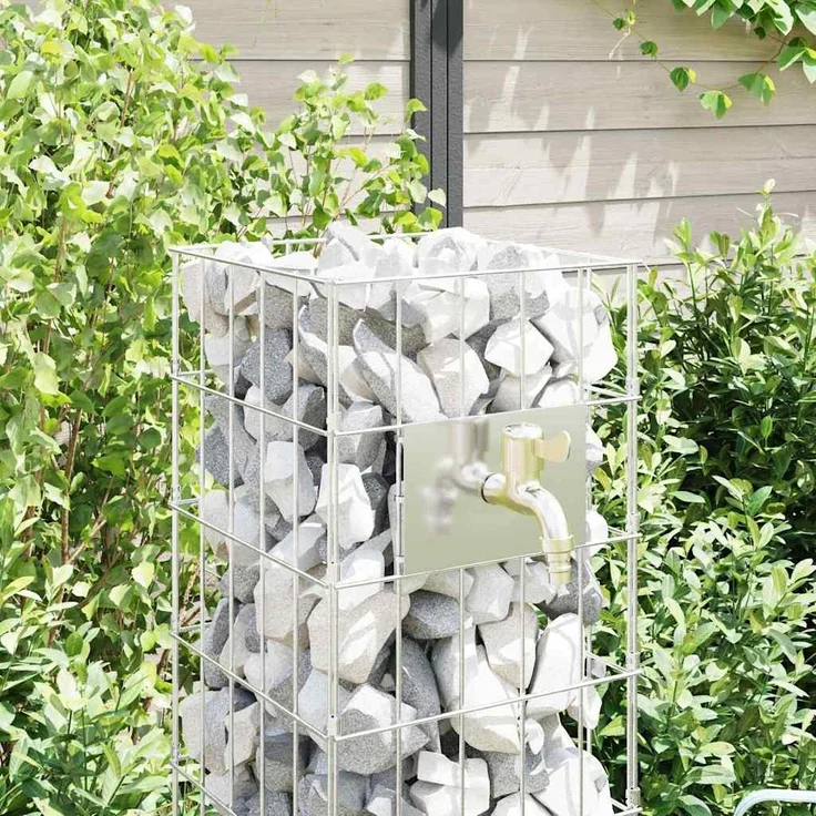 vidaXL Gabionen Wasserhahn Silber 25 x 25 x 100 cm Edelstahl 42013414 – Bild 4