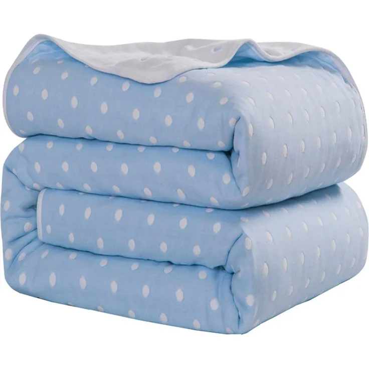 Hayisugal Kuscheldecke zweiseitig Tagesdecke Bettüberwurf 100% Baumwolle Kinder Überwurf Decke Baumwolldecke Bunte Decke Kinder Bettdecke Decken Winter Decke Sofa Decke, Blau Punkt, 150x200 cm