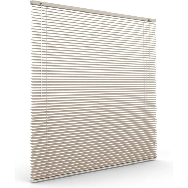 Victoria M. Jalousie LightLess Prime Aluminium-Jalousie 50x130 cm Grau-Beige matt, mit Bohren, ohne Bohren, geklemmt oder verschaubt, L Profil 25 mm Lamellen, feuchtigkeitsbeständig, verdunkelnd – Bild 2