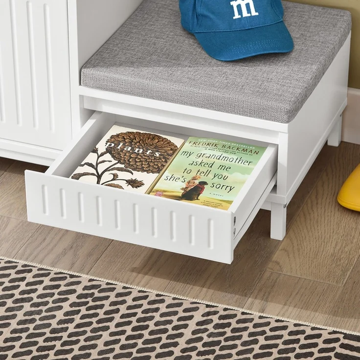 SoBuy FSR172-W Schuhbank, MDF, Lackiert, Weiß, 100 x 42 x 35 cm – Bild 8
