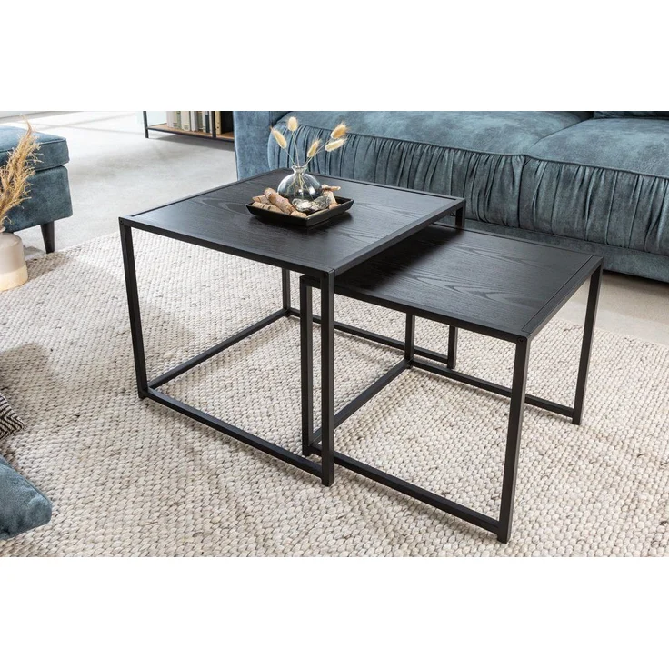 riess-ambiente Beistelltisch SLIM LINE 50cm schwarz (Set, 2-St), Wohnzimmer · Esche-Design · Metall · Industrial – Bild 1