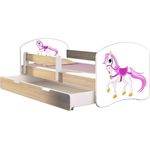 Kinderbett Jugendbett mit einer Schublade und Matratze Sonoma mit Rausfallschutz Lattenrost ACMA II 140x70 160x80 180x80 (43 Kleines Pferd, 180x80 + Bettkasten)