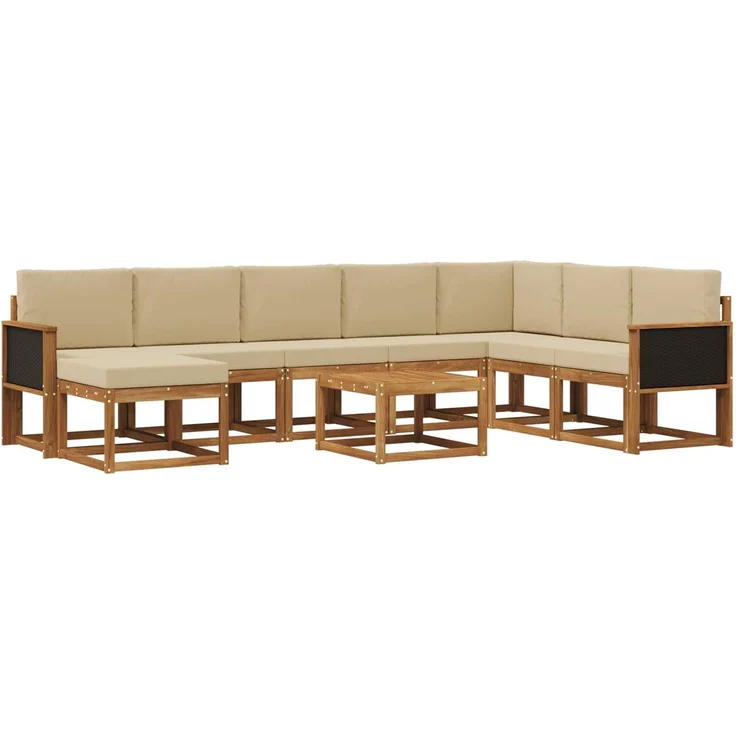 vidaXL Outdoor-Sofagarnitur 9 stk. 8-Sitzer Natur und Beige 3385464 – Bild 2