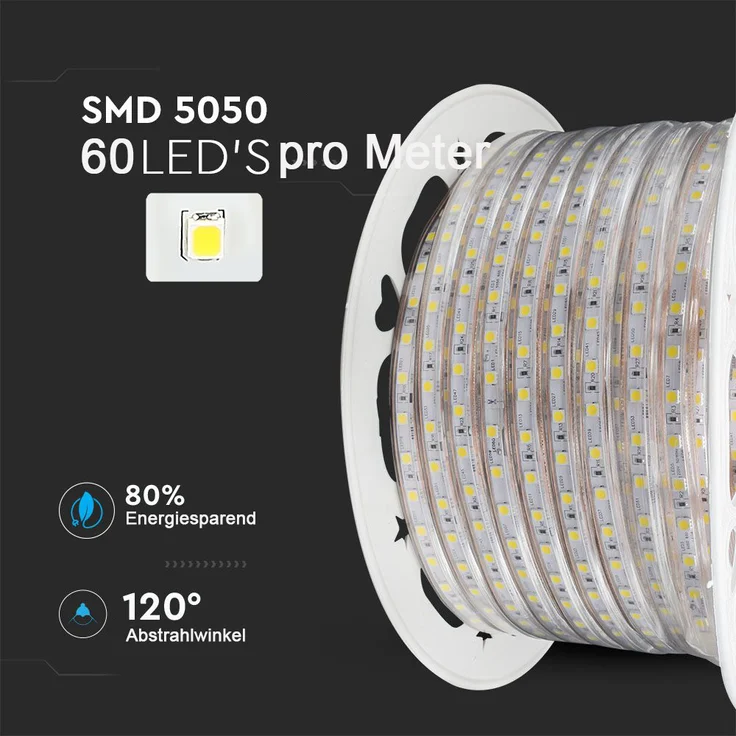 5m Warmweiss LED Strip Streifen 60x 5050 SMD pro meter - IP65 für innen und Außen – Bild 8