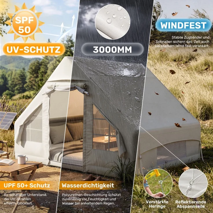 Hawthyhome Faltpavillon 3x3m Pop Up Partyzelt, wasserdicht & UV-Schutz 50+, One-Touch-Schnellaufbau, 3 Höhenstufen, stabiles Kohlenstoffstahl-Gestell, inkl. Tragetasche, für Garten, Camping & Outdoor, Blau – Bild 7