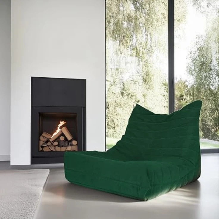 hjh LIVING Sitzsack Bodensofa mit Rückenlehne SITZOLO Bequemer Bodenstuhl Sessel für Schlafzimmer Wohnzimmer, Cord-Stoff Dunkelgrün – Bild 5