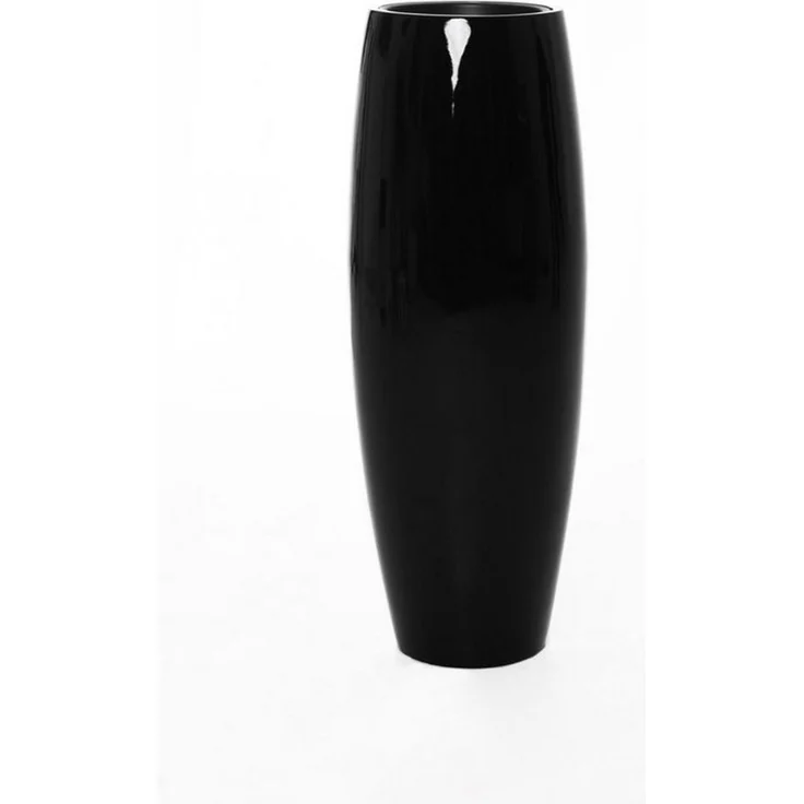 VIVANNO Bodenvase Fiberglas MAGNUM Rund, Schwarz Hochglanz 23x80 cm – Bild 3