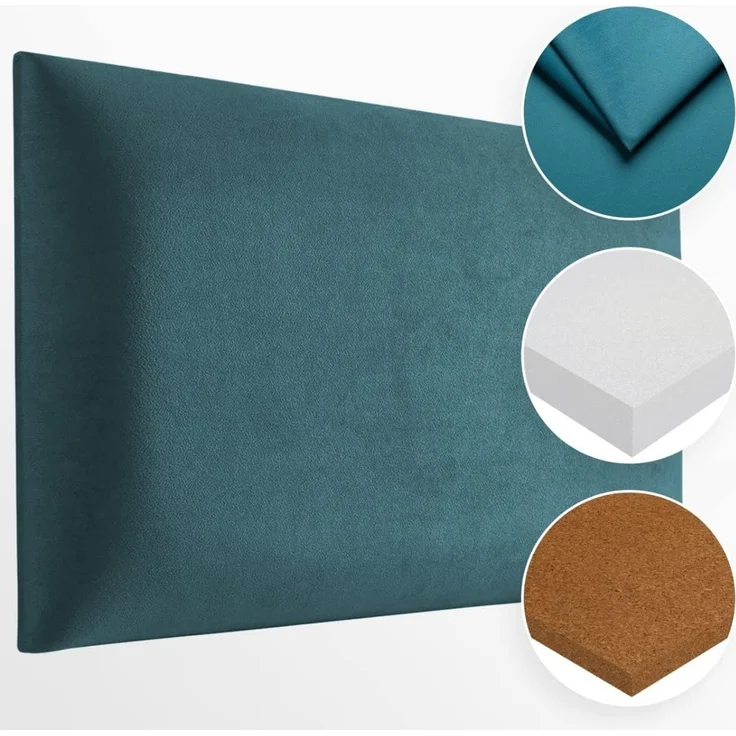 Muralo Samt Wandkissen Stoff Polsterpaneel Schlafzimmer Wohnzimmer Bett Wandpolster Bettkopfteil Lendekissen Modern Luxus Gepolstert Polster Paneel (Meerfarbe, 50x40 cm) – Bild 4