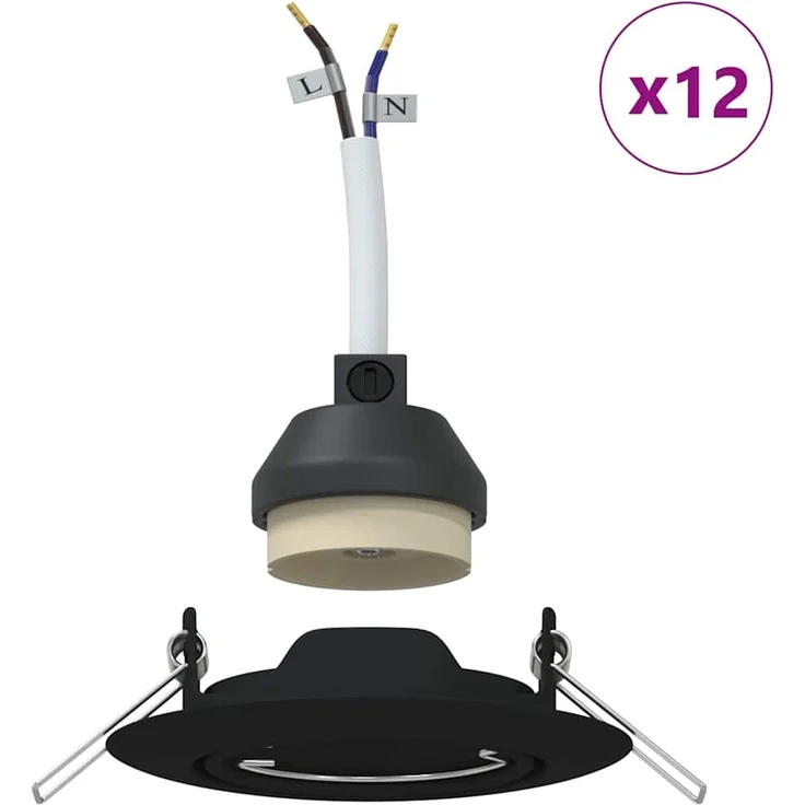 vidaXL Spotlight 12 pcs Schwarz 9 x 9 x 2,5 cm Metall 4108159 – Bild 3