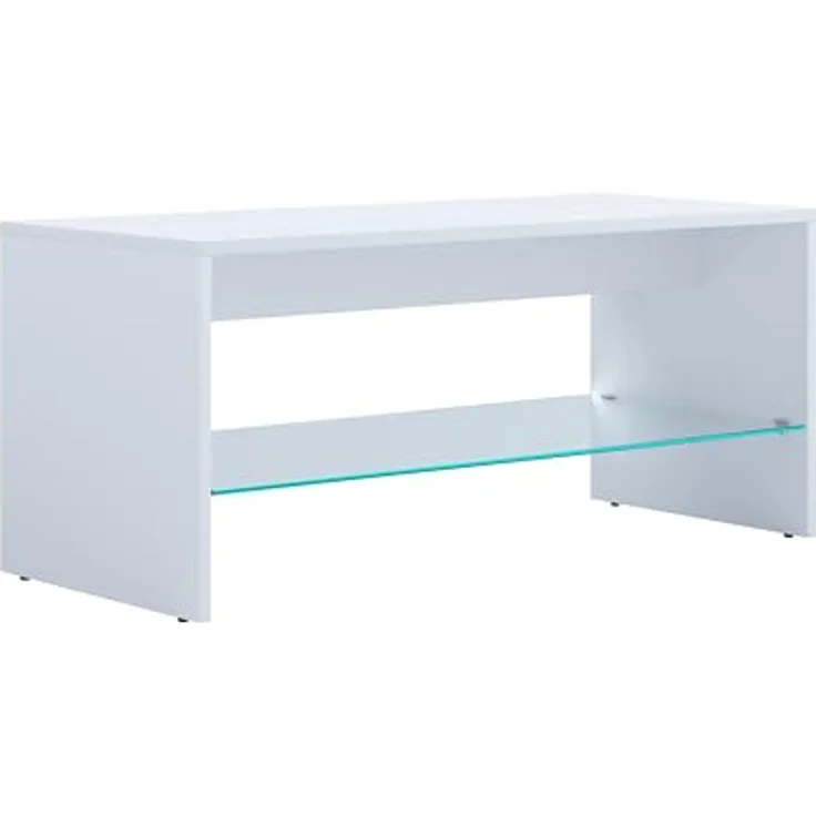 MID.YOU Couchtisch, Weiß, rechteckig 40x40x90 cm mit Stauraum und Glasplatte – Bild 3