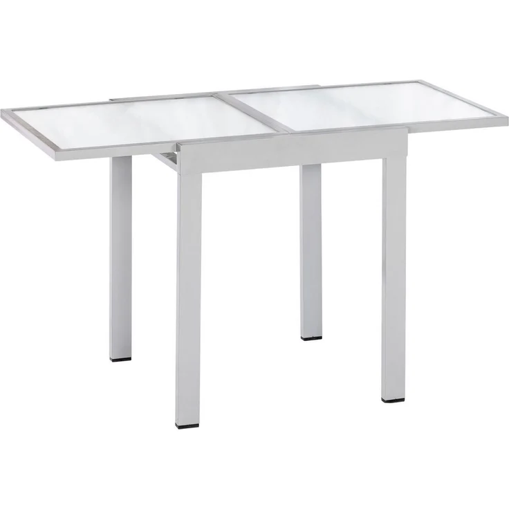 Amalfi Set 3tlg, 2 Klappsessel, Balkonausziehtisch 65 (130) x 65 cm matte Glasplatte, schwarz – Bild 2