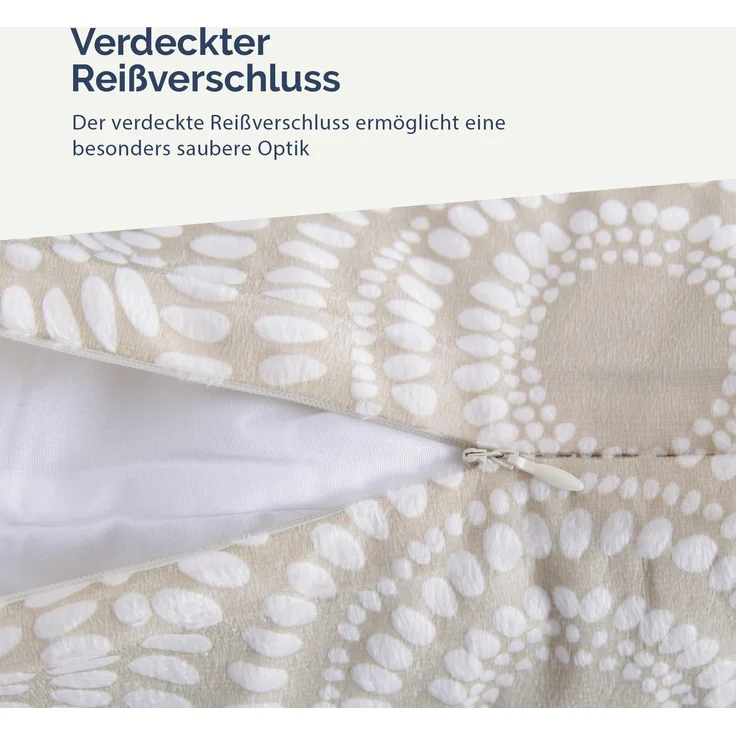 Dekokissen 50x50 mit verd. Reißverschluss, ( Beige ) Kissenbezug inkl. Füllkissen "Punkte", Dekorative Kissenbezüge, weicher Bezug für Kissen – Bild 3