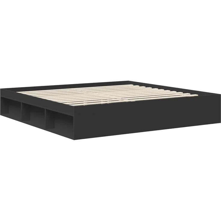 vidaXL Bettrahmen Schwarz 200 x 200 cm Massives Kiefernholz 3412444 – Bild 4