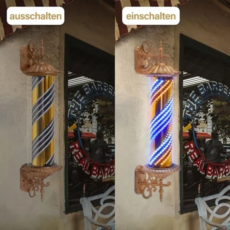 BarberPub Barber Pole Barbierstab, Friseurstange Retro Stil Licht, Drehbaren Blau Gold Weiß LED-Streifen für Barbershop, 100.5 CM Barbier Stange Licht L059BC – Bild 7