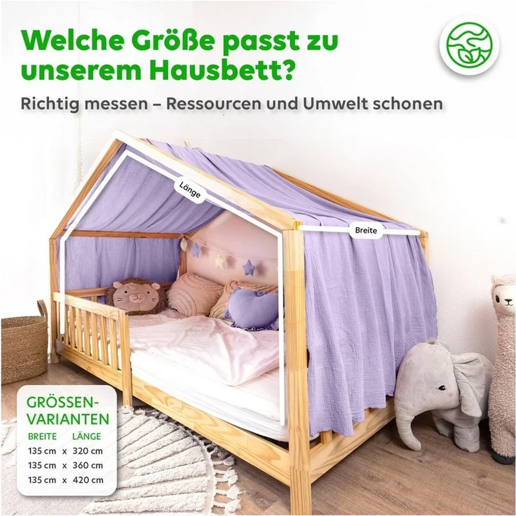 lilimaus Betthimmel Himmel für Hausbett Gold aus Musselin - 320, 360 oder 420 cm (1-tlg), feine Goldsterne überm Hausbett - zauberhafter Rückzugsort – Bild 4