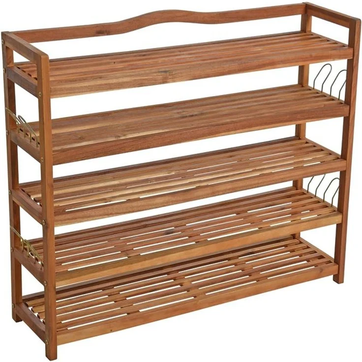 Schuhregal Holz Schuhschrank Schuh Regal 5 Etagen Schuhständer Schuhablage Bank – Bild 2