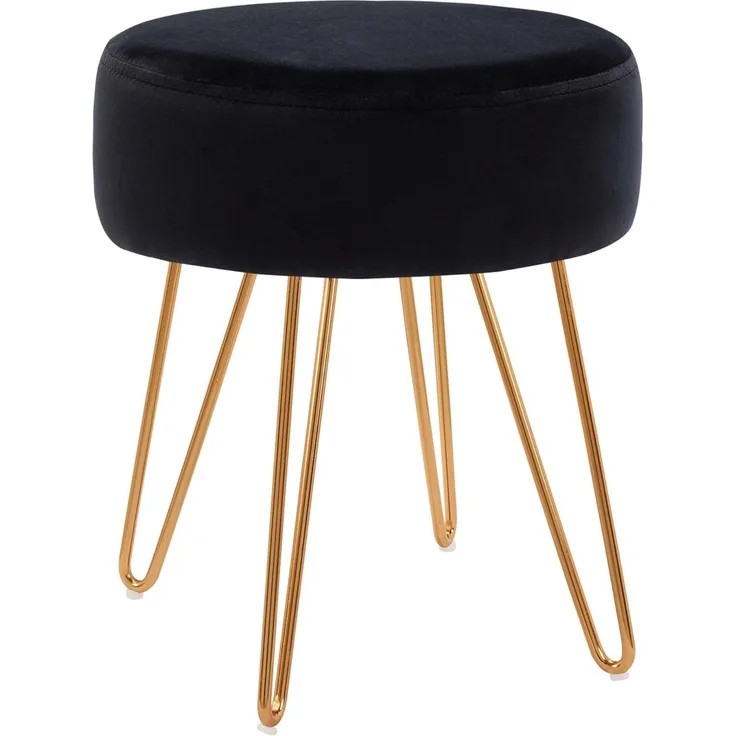 Duhome Hocker, Sitzhocker Rund Hocker Samt oder Stoff Lederoptik Schemel Metallbeine
