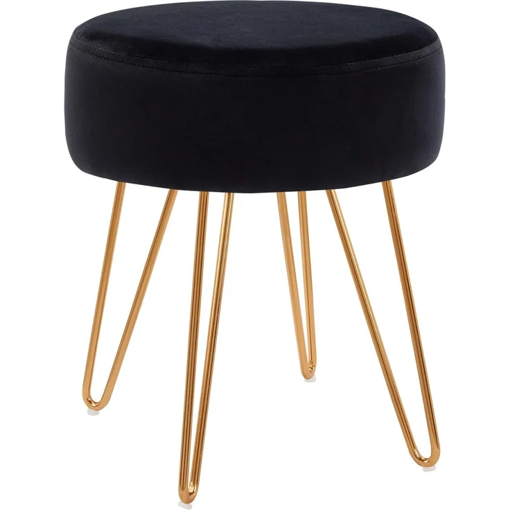 Duhome Hocker, Sitzhocker Rund Hocker Samt oder Stoff Lederoptik Schemel Metallbeine