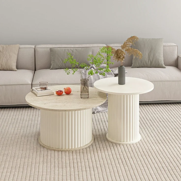 Skye Decor 'Valento - 20220' Couchtisch, Mondstein / Travertin, 60,8 x 53,43 x 60,8 cm – Bild 1