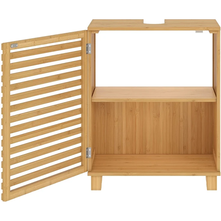 Bellamio 'Newa' Badezimmer Waschbeckenunterschrank, Bambus, natur, 40x30x60 cm, mit 1 Tür, Badezimmerschrank mit 2 Ablagefächern – Bild 13