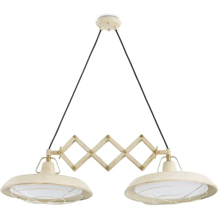 Faro Barcelona plec Hängelampe, stilvolle Pendelleuchte in gebrochenem Weiß, 2 integrierte LED, 2400 Lumen, IP44