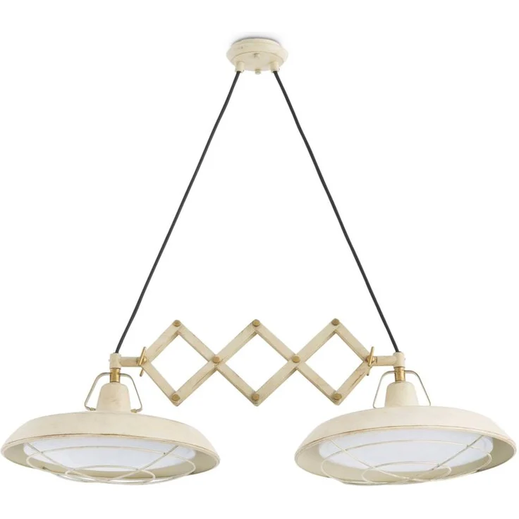 Faro Barcelona plec Hängelampe, stilvolle Pendelleuchte in gebrochenem Weiß, 2 integrierte LED, 2400 Lumen, IP44