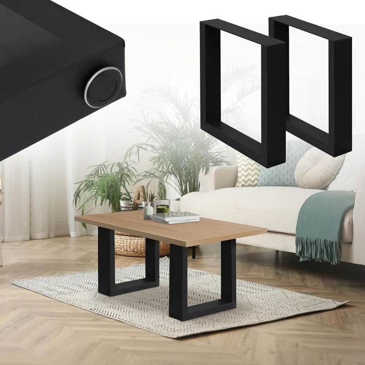 Tischbeine 2er Set 30x43 cm Schwarz aus Stahl