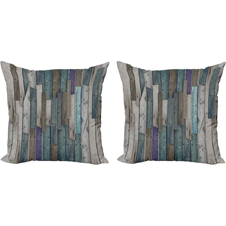 Abakuhaus Kissenbezüge Modern Accent Doppelseitiger Digitaldruck, (2 Stück), Rustikal Blau, Grau, Grunge Planks