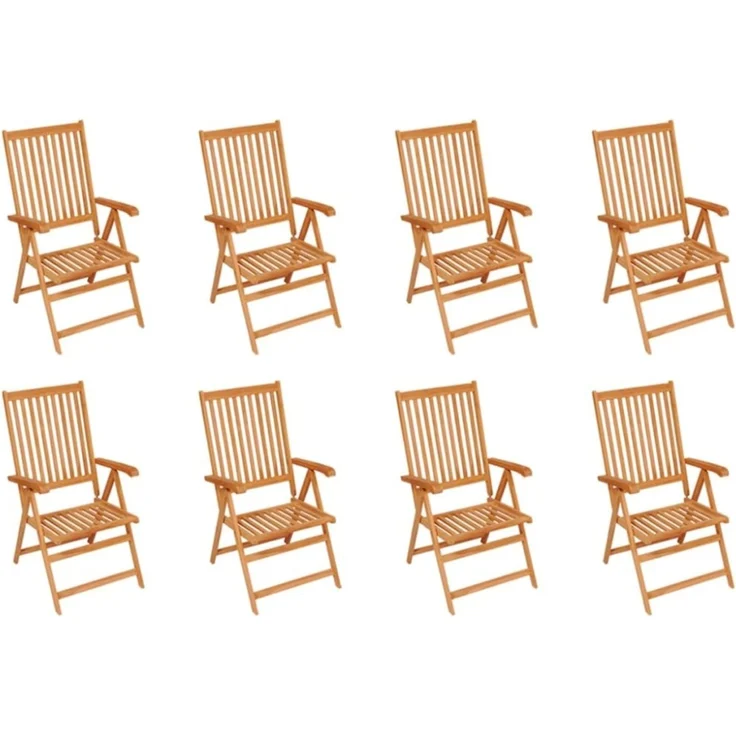 vidaXL Verstellbare Gartenstühle mit Auflagen 8 Stk. Massivholz Teak 3072543 – Bild 10
