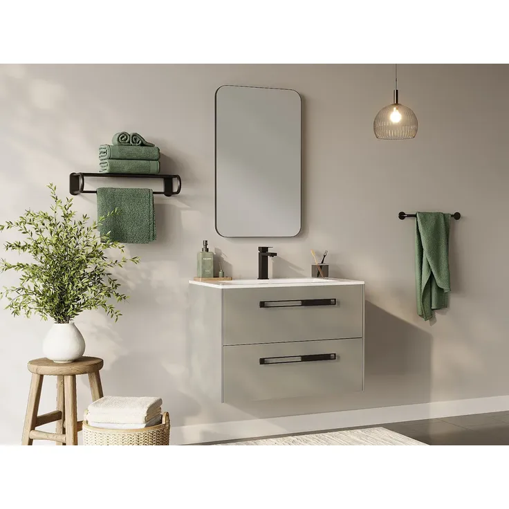 Vente-unique - FELNA Waschbeckenmöbel Holz, Platte Grau - B 45,5 cm x H 55 cm x L 79,4 cm