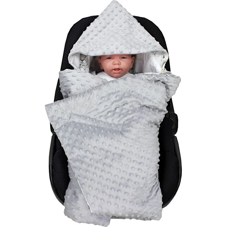 Einschlagdecke 2er SET Baby Einschlagdecke 85x85 für Autositz Babyschale Decke Minky, TupTam – Bild 2