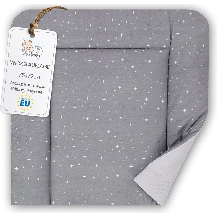 Wickelauflage Wickelunterlage aus Baumwolle 75x72 cm - Weich und waschbar Wickelunterlage für Babys Wickelmatte aus Stoff für Wickeltisch Wickelkommode oder Waschmaschine 75x72 Galaxie – Bild 1