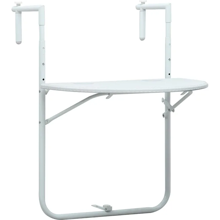 Balkonhängetisch, Balkontisch Weiß 60 x 64 x 83,5 cm Kunststoff Rattan-Optik
