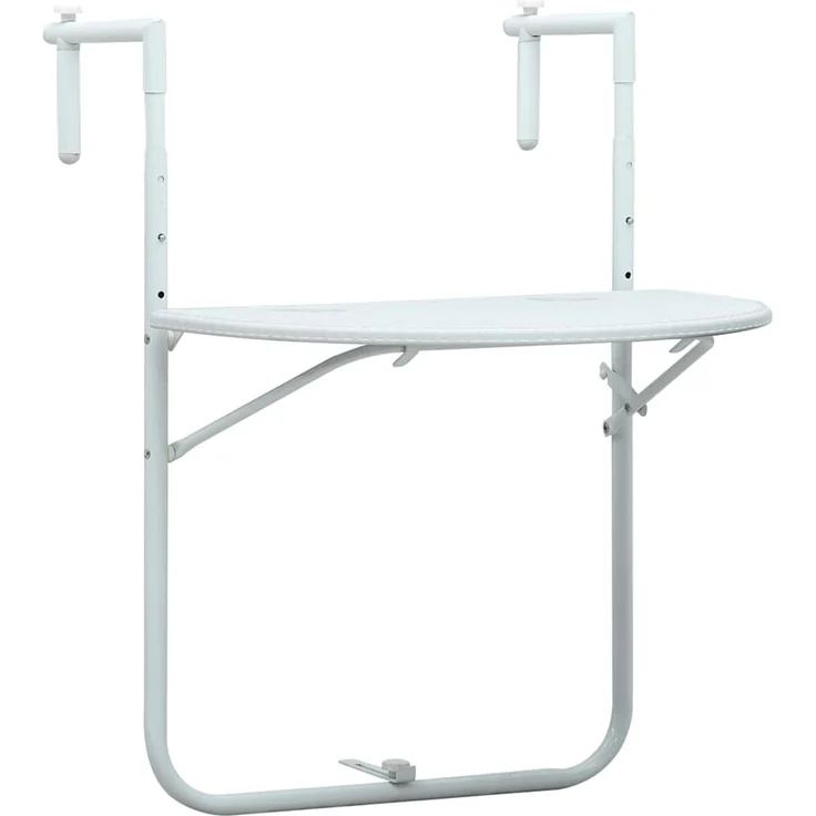 Balkonhängetisch, Balkontisch Weiß 60 x 64 x 83,5 cm Kunststoff Rattan-Optik – Bild 1