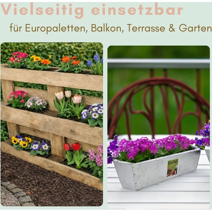GarPet Blumenkasten Paletten Blumenkasten Pflanzkasten Europalette Metall 12 Stück im Set – Bild 4