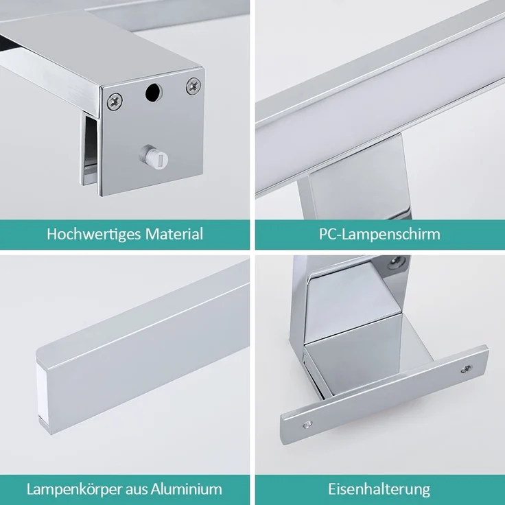 EMKE Spiegelleuchte LED Spiegelleuchte 40cm Spiegellampen für Badezimmer IP44 Schrankleuchte, Chrom, Kaltweißes Licht 6000K – Bild 3