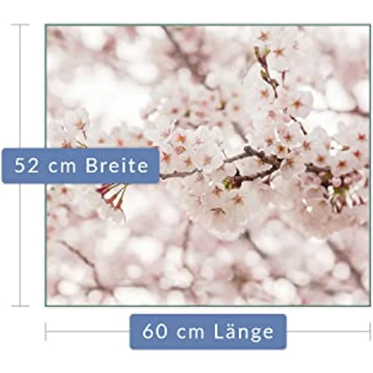 Herdabdeckplatte Abdeckung Ceranfeld Abdeckplatte Schneidebrett 1-Teilig 60x52 Kirchblütenbaum Rosa Spritzschutz Glasplatte Ceranfeldabdeckung Schutz Herdschutz Sicherheitsglas Glasschneidebrett – Bild 2