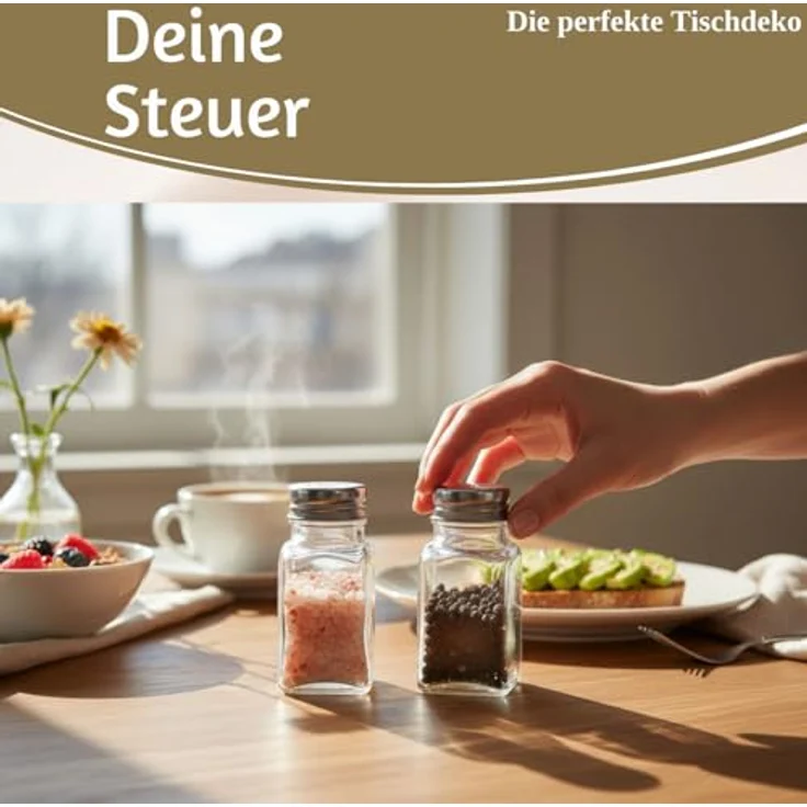 LS-LebenStil Salz- / Pfefferstreuer 2-fach Glas Salzstreuer Pfefferstreuer Set 10cm Silber / Transparent, (Bistro Borosilikatglas Silber Transparent Durchsichtig - Tischset Salt & Pepper - Edelstahldeckel für Salz und Pfeffer Geschenk Einzug Einweihung... – Bild 10