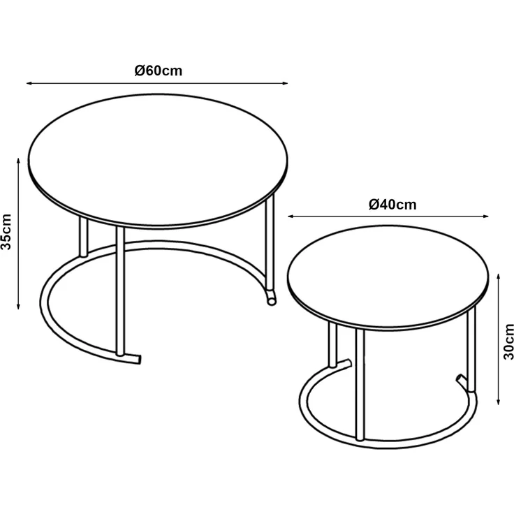 Couchtisch Christchurch 2er Set Schwarz/Chromfarben [en. casa] – Bild 4