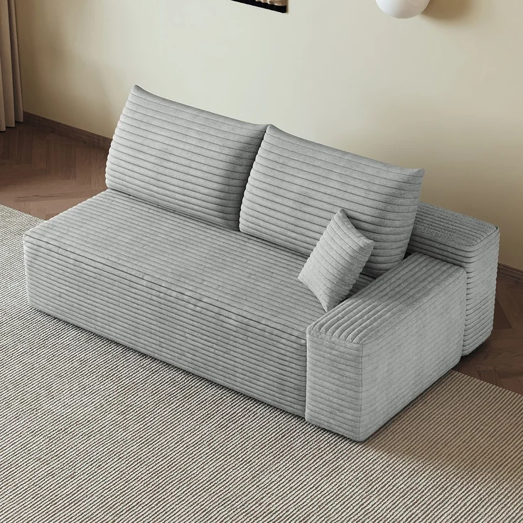 ZUBALIYA SchlafSofa mit Cordbezug, modular aufgebaut, ohne aufwendige Montage, für Wohnzimmer und Apartments – Bild 2
