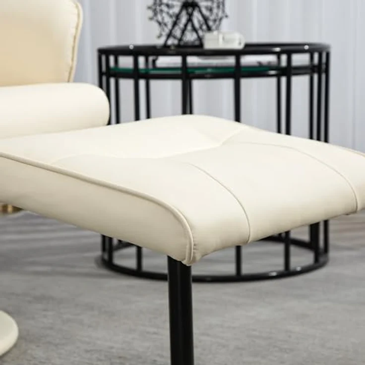 HOMCOM Massagesessel mit Fußhocker, Liegefunktion, 10 Massagepunkte (Relaxsessel, 2-St, Fernsehsessel), mit Seitentasche, Fernbedienung, Kunstleder, Cremeweiß – Bild 9