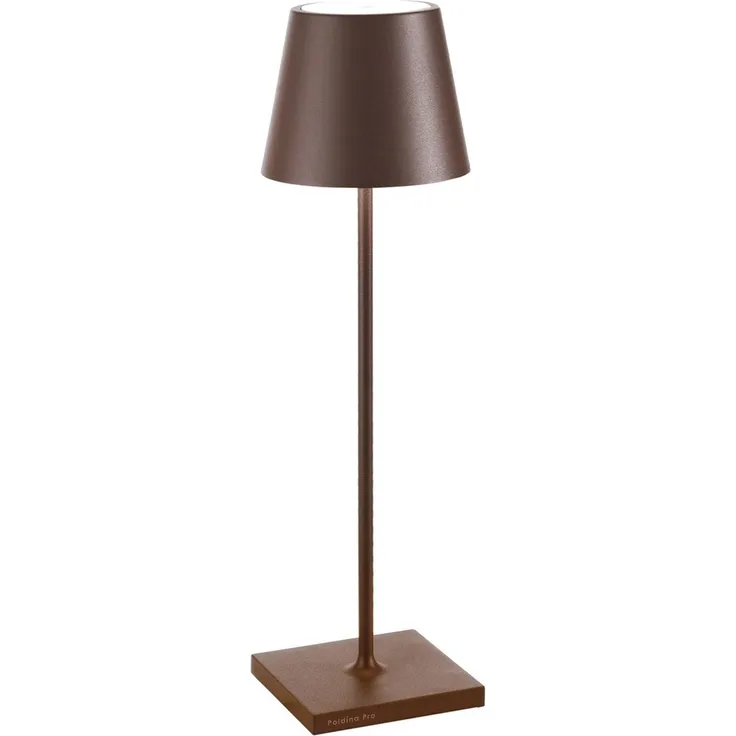 Zafferano, Poldina Pro Lampe, Kabellose, Wiederaufladbare Tischlampe mit Touch Control, Auch für den Außenbereich Geeignet, Dimmer, 2200-3000 K, Höhe 38 cm, Farbe Corten