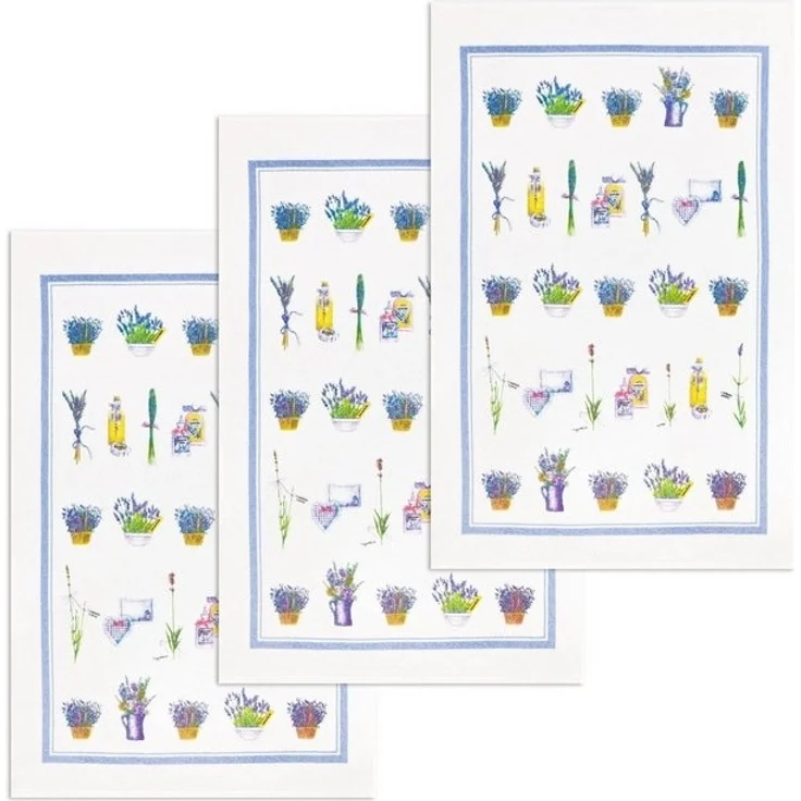 Kracht Geschirrtuch Lavendelkörbchen, (Set, 3-tlg, Set), 3er Pack Frottee Küchenhandtücher (3 Stück), ca. 45 x 70 cm Baumwolle – Bild 2