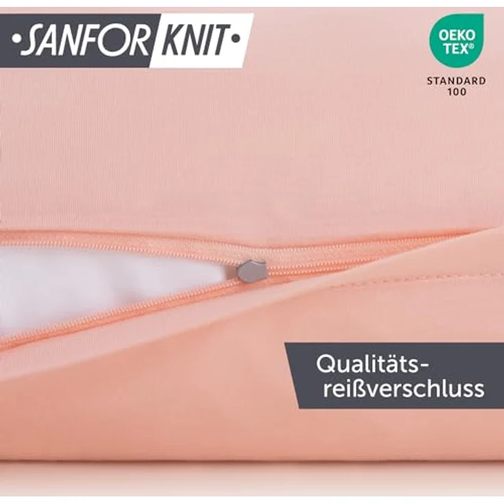 Blumtal Kissenbezug 65x65 cm (2er Set Kissenbezüge) - Rosa - 100% Baumwoll-Jersey, Oeko-Tex Zertifiziert, Kissenbezüge 65x65 - Jersey Kissenhülle für Deko-Kissen 65x65 mit Reißverschluss – Bild 4